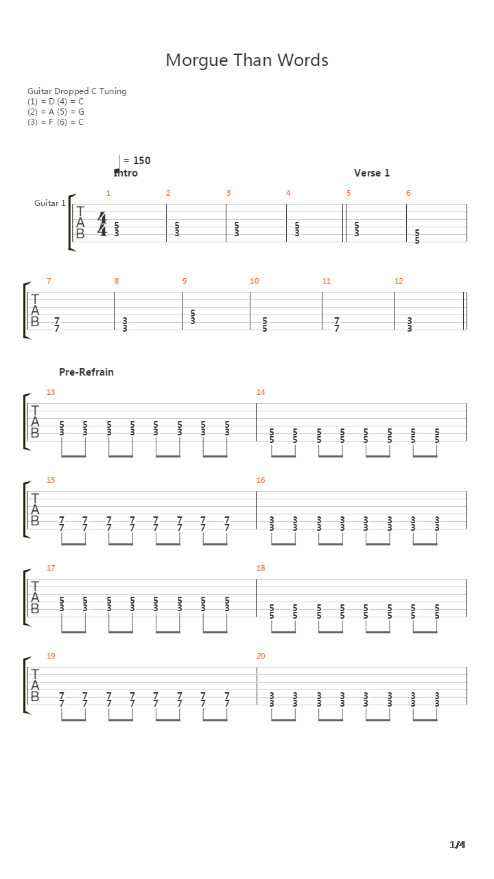Morgue Than Words吉他谱
