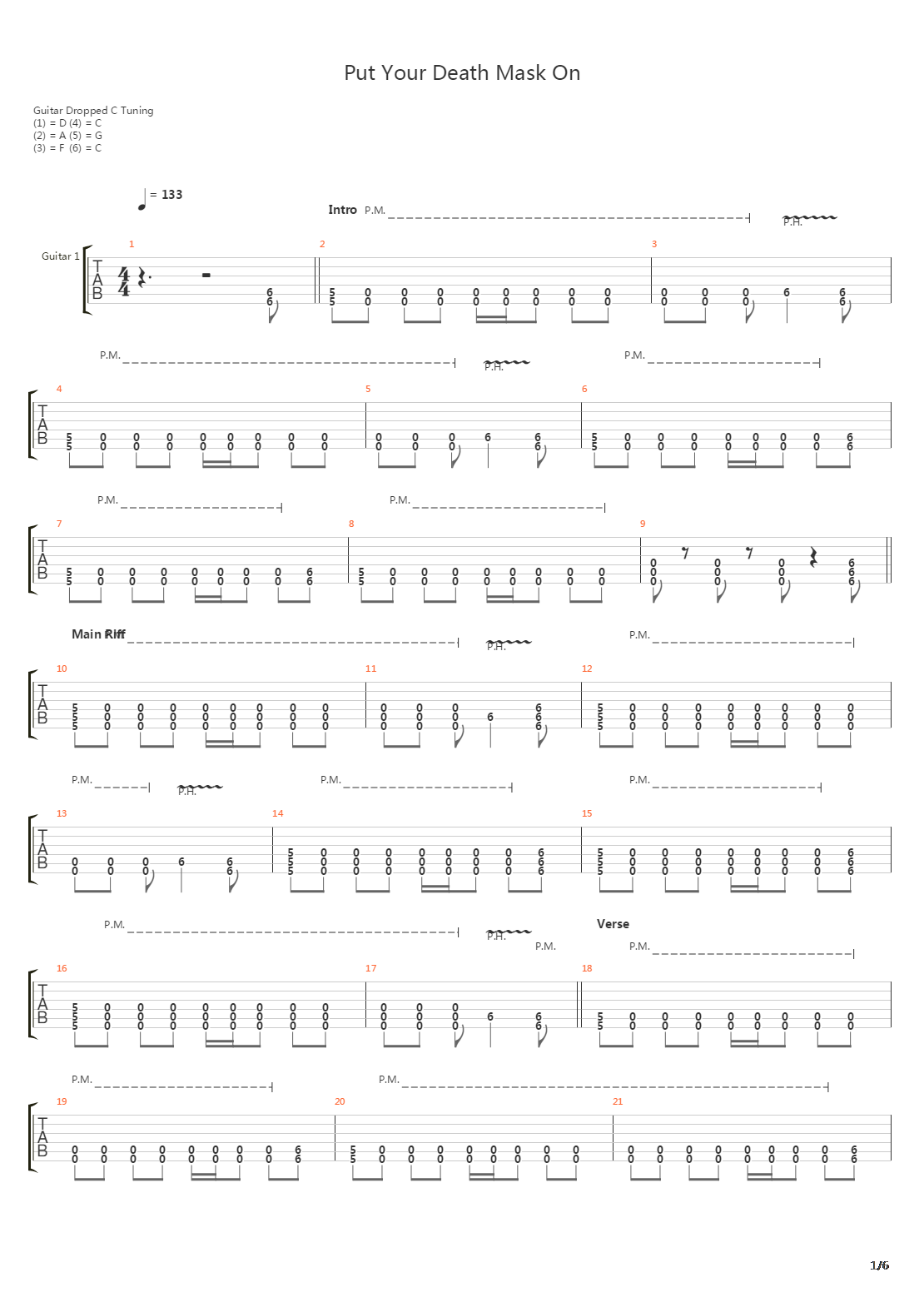 Put Your Death Mask On吉他谱