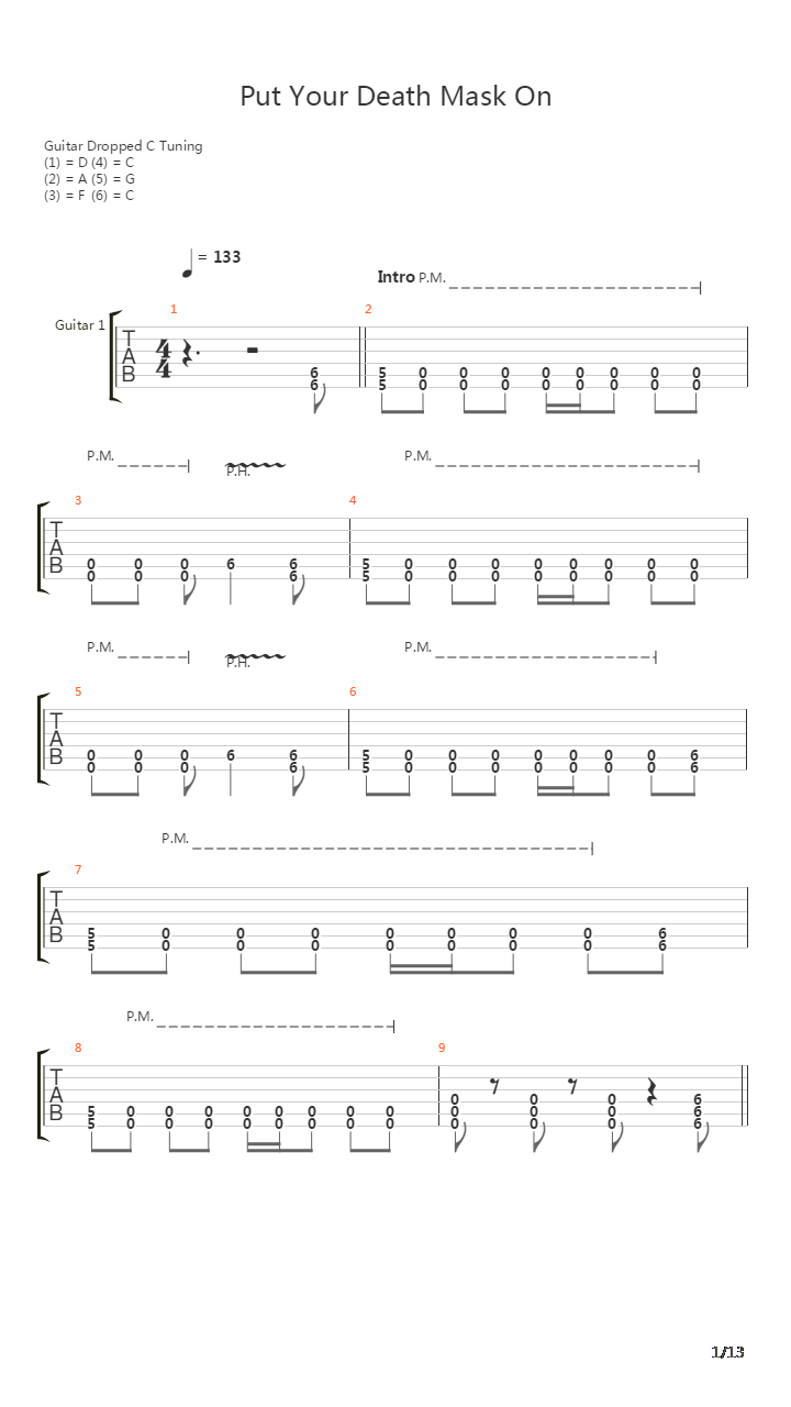 Put Your Death Mask On吉他谱