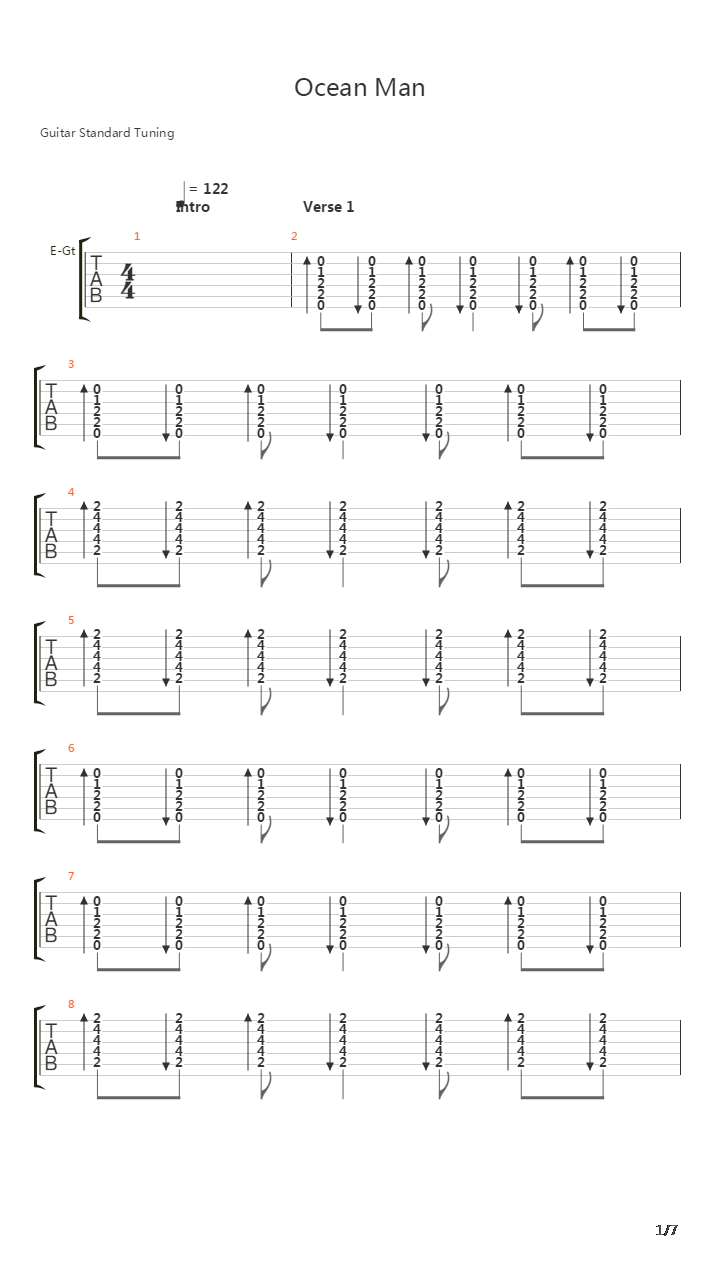 Ocean Man吉他谱