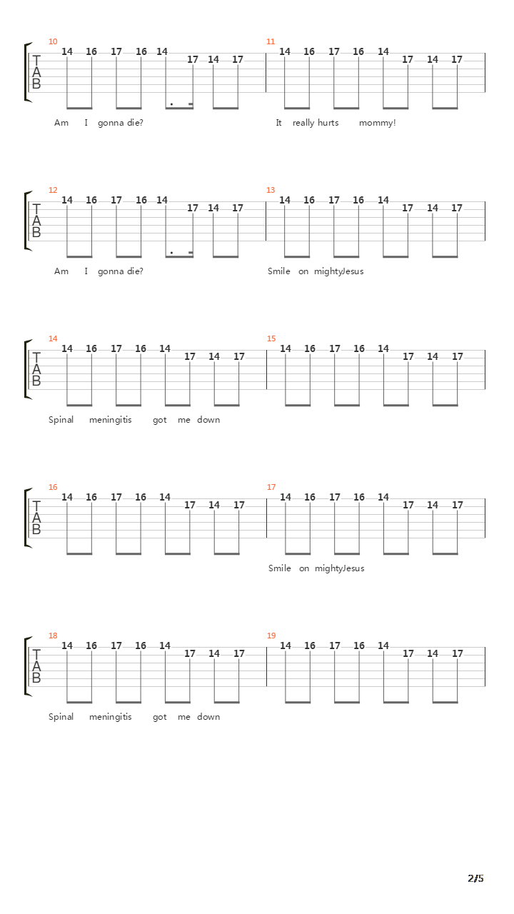 Spinal Meningitis Got Me Down吉他谱