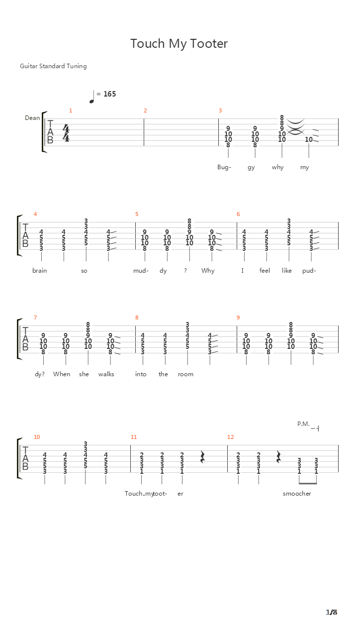 Touch My Tooter吉他谱