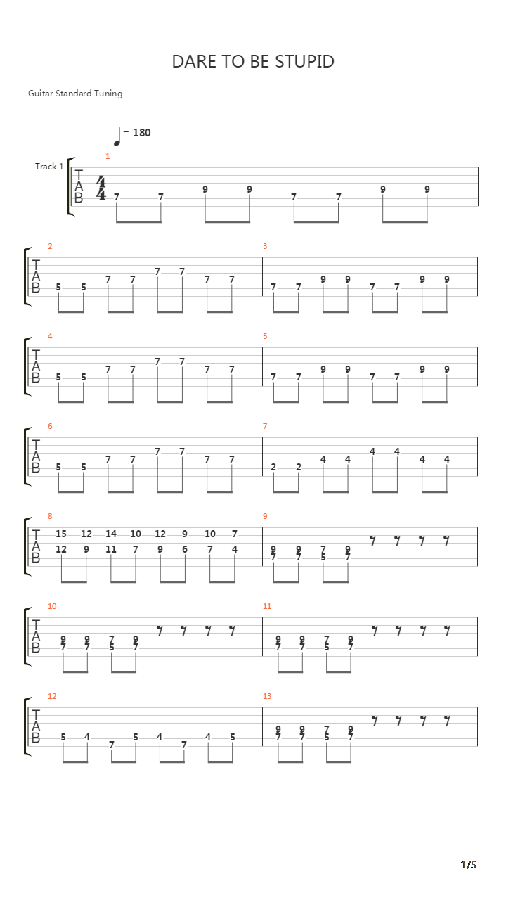 Dare To Be Stupid吉他谱