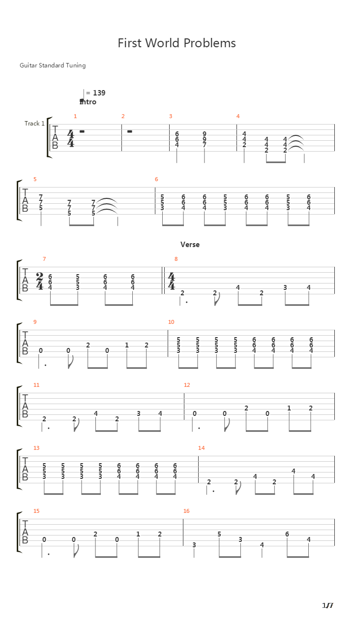 First World Problems吉他谱