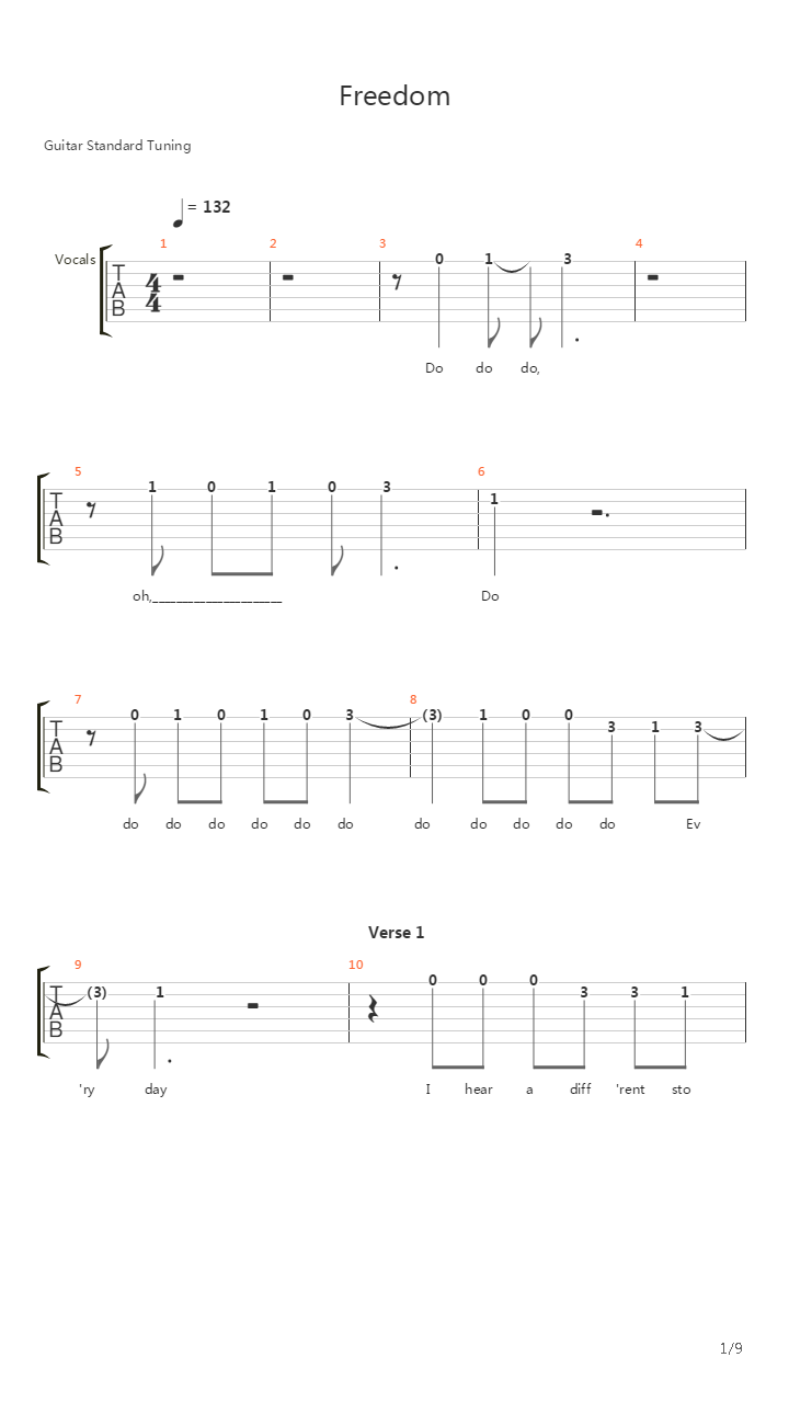 Freedom吉他谱