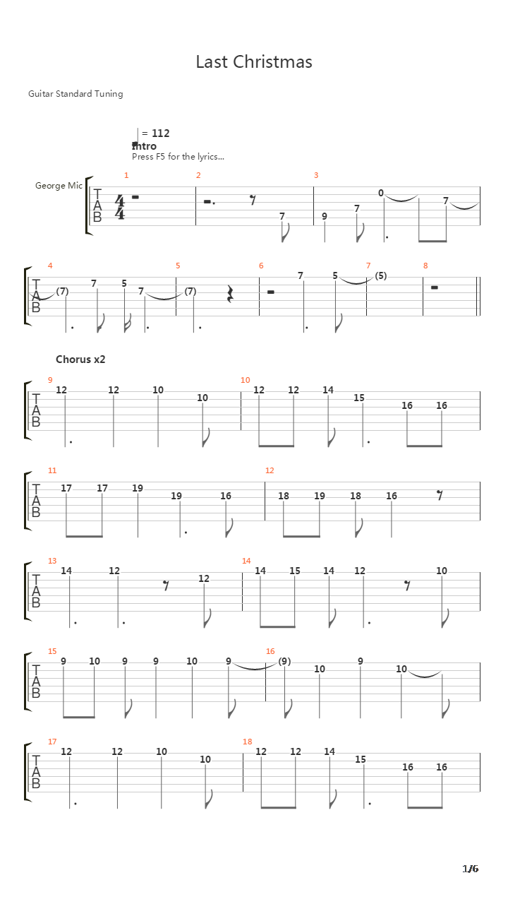 Last Christmas吉他谱