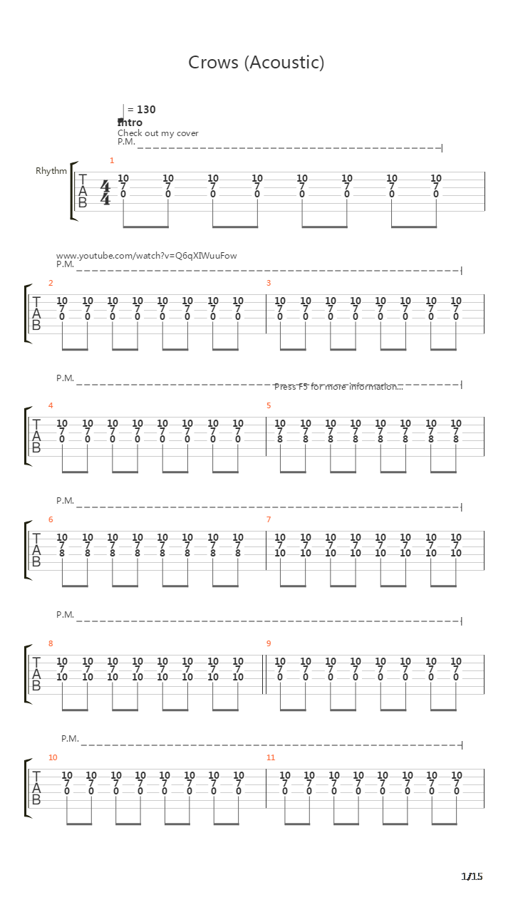 Crows Acoustic吉他谱