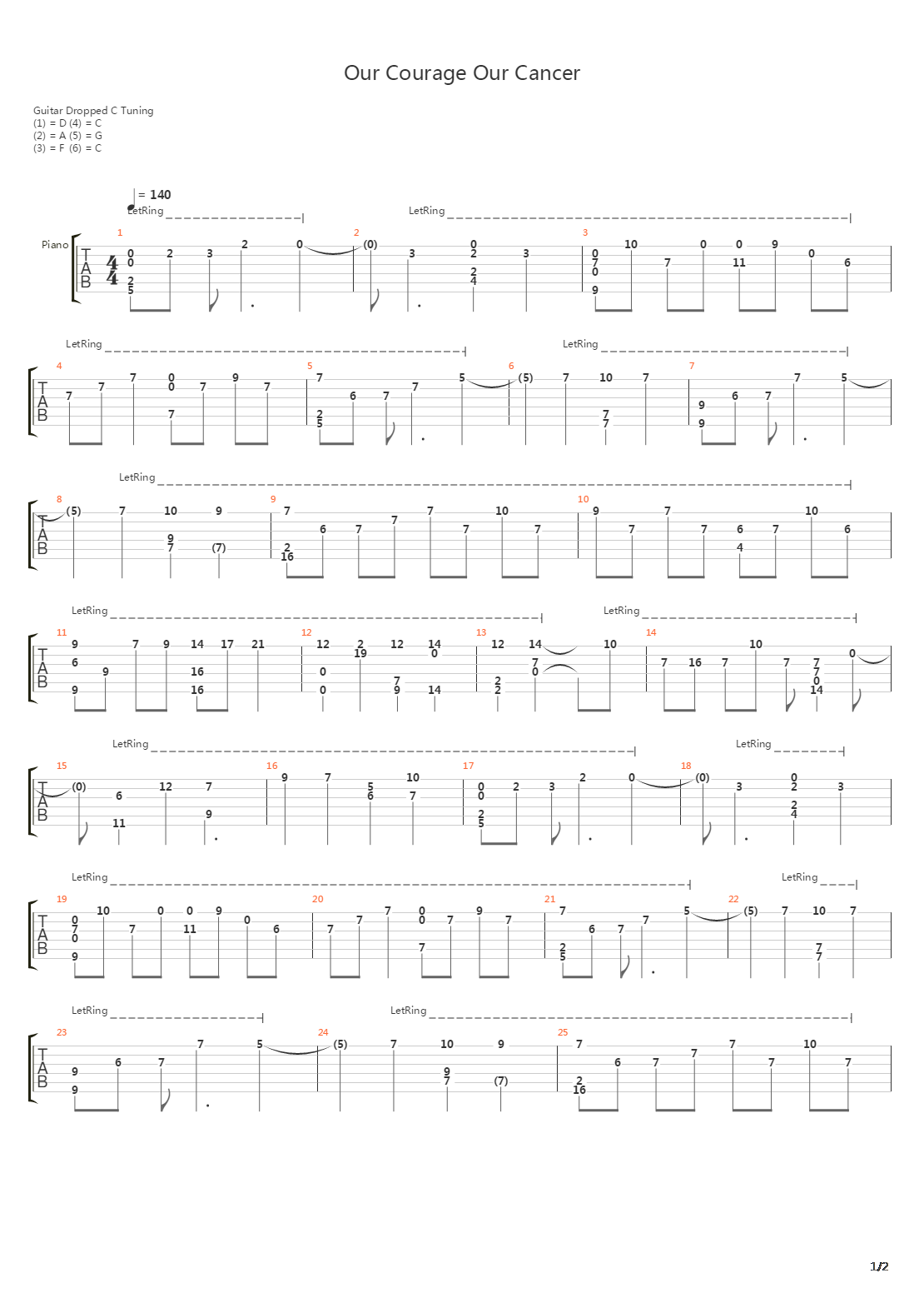 Our Courage Our Cancer吉他谱