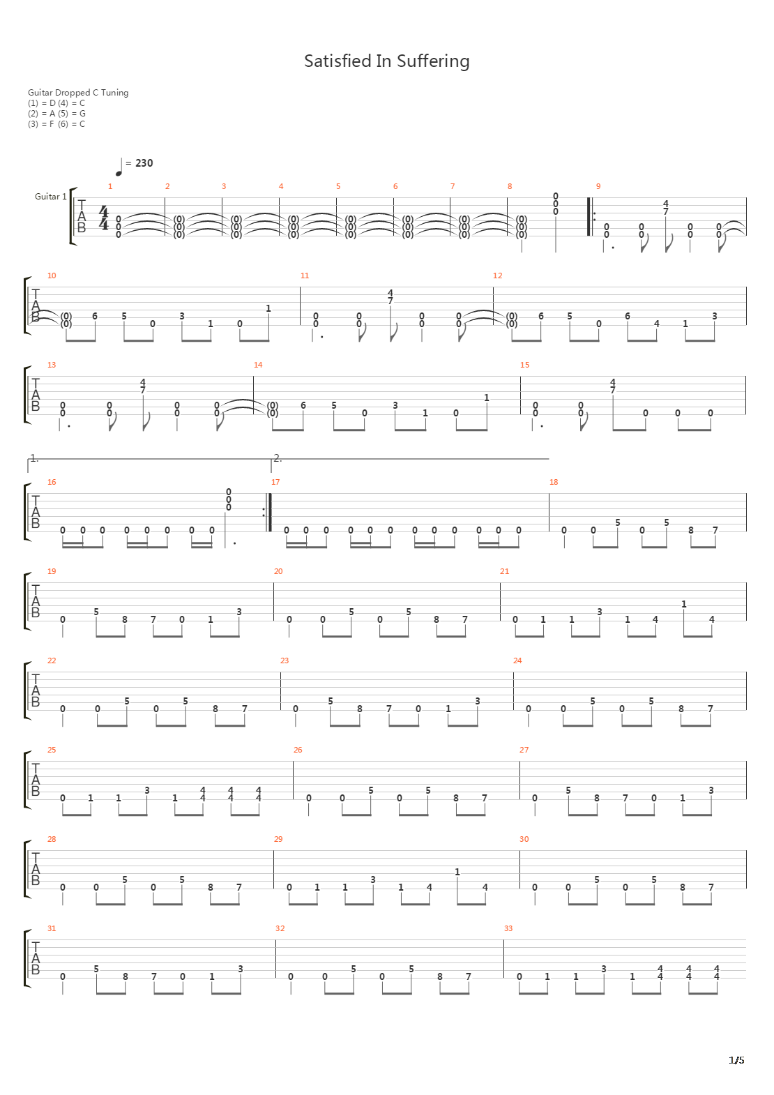 Satisfied In Suffering吉他谱