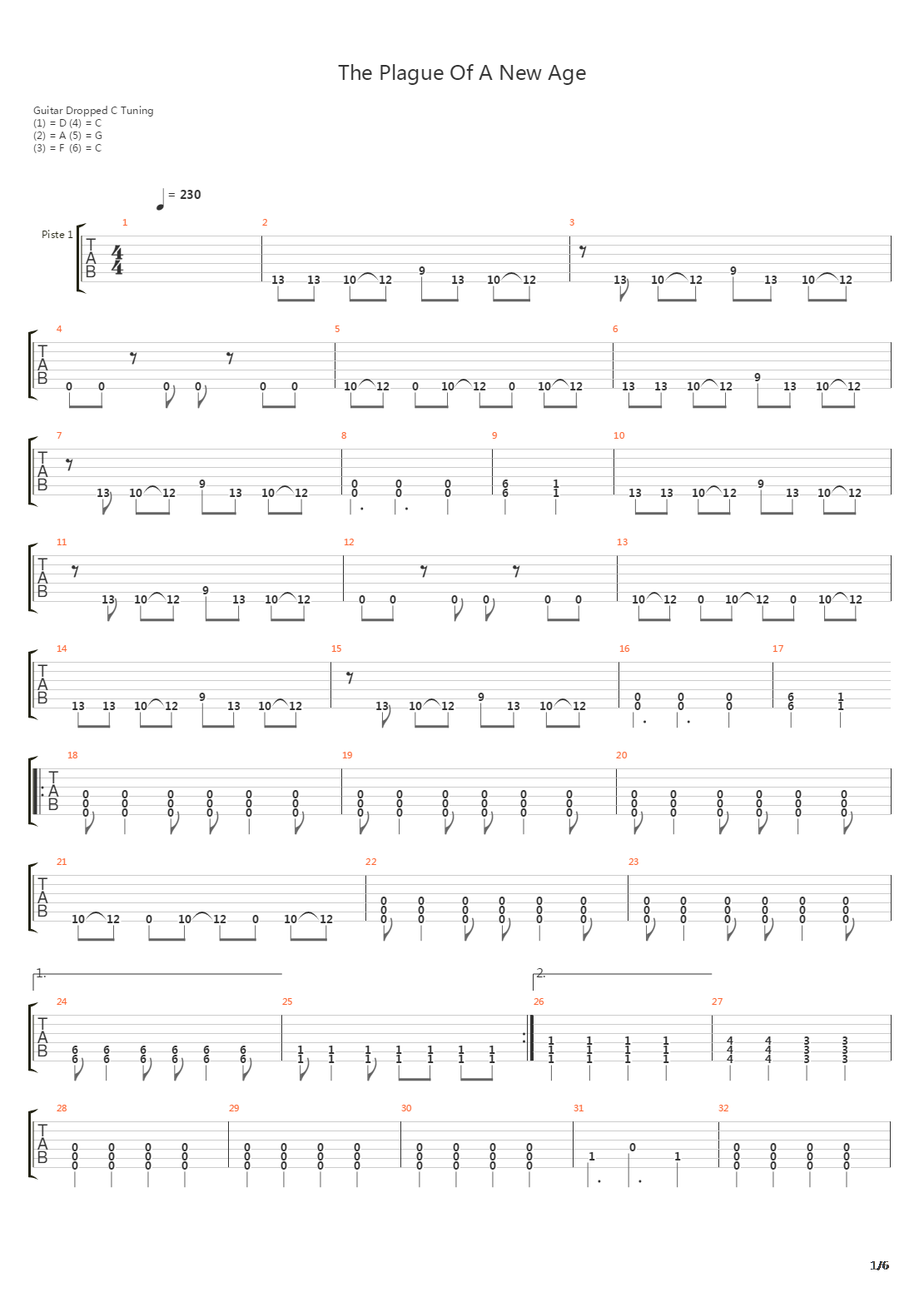 The Plague Of A New Age吉他谱