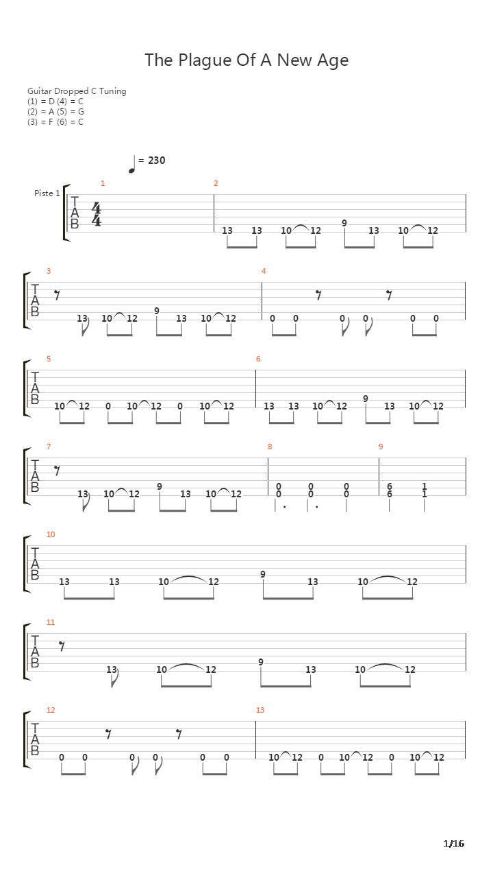 The Plague Of A New Age吉他谱