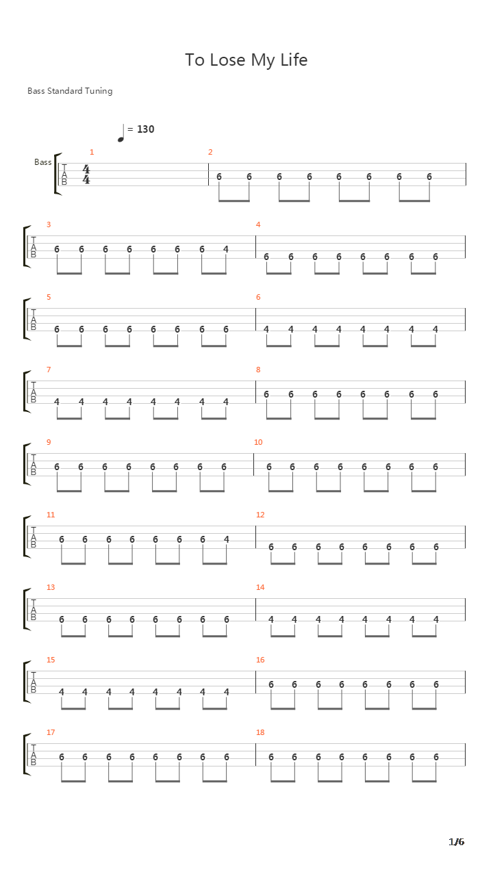To Lose My Life吉他谱