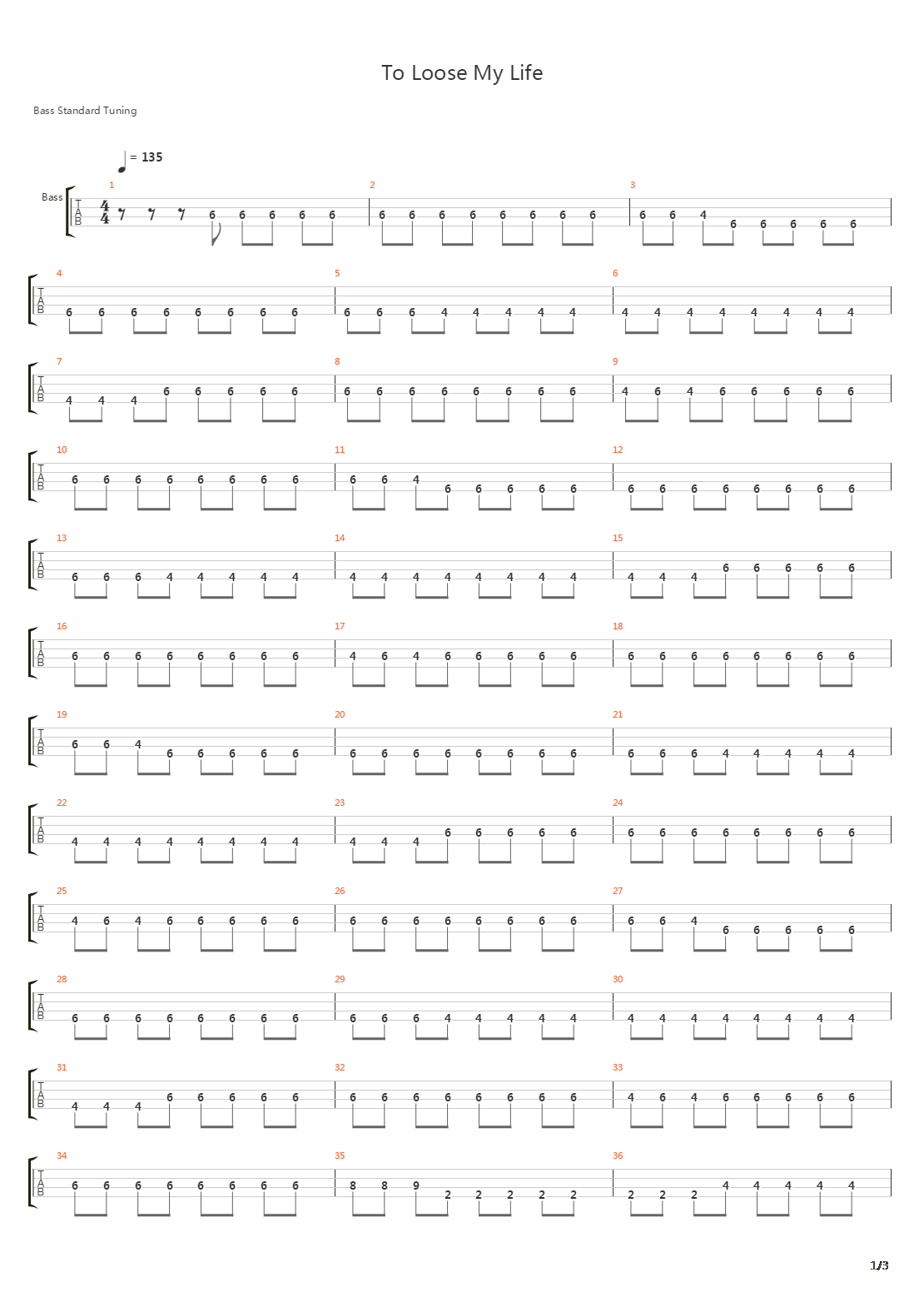 To Lose My Life吉他谱
