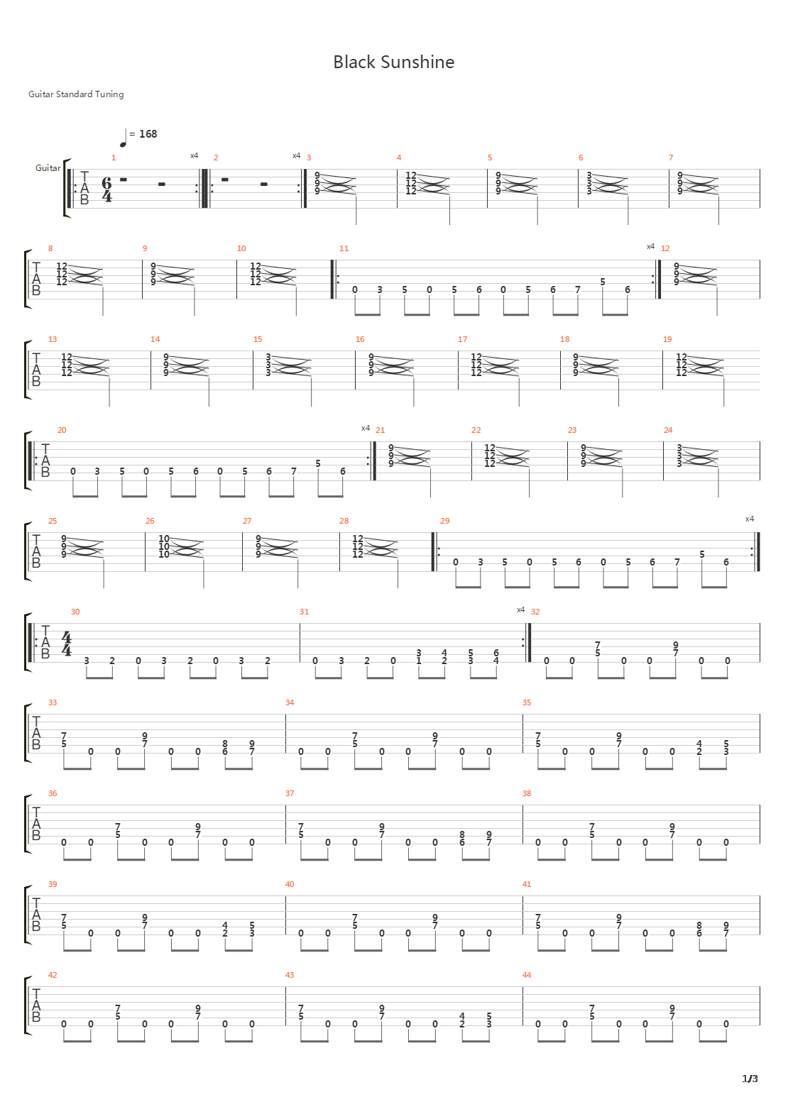 Black Sunshine吉他谱