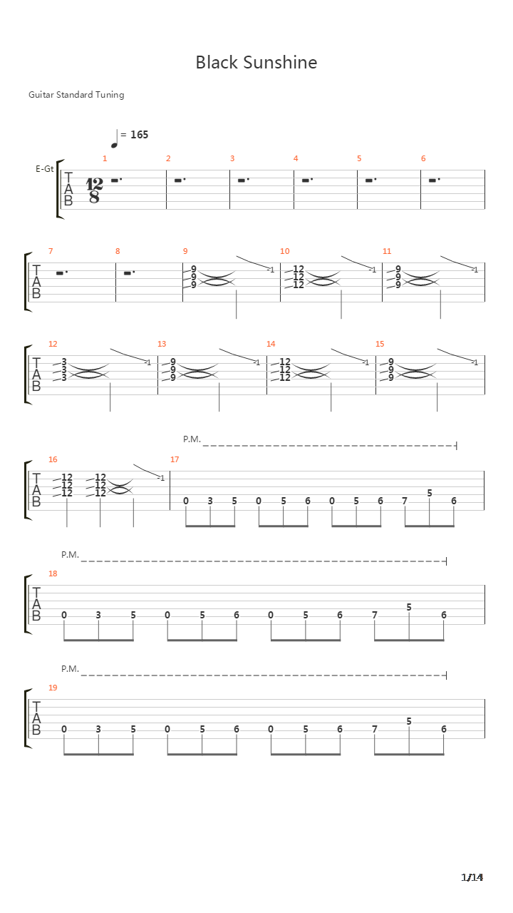 Black Sunshine吉他谱