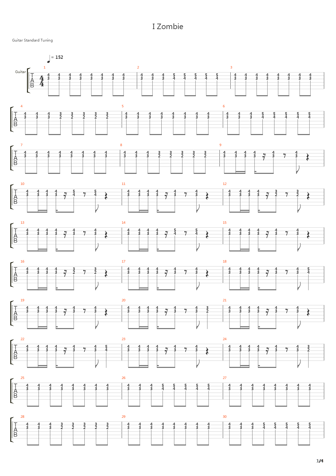 I Zombie吉他谱