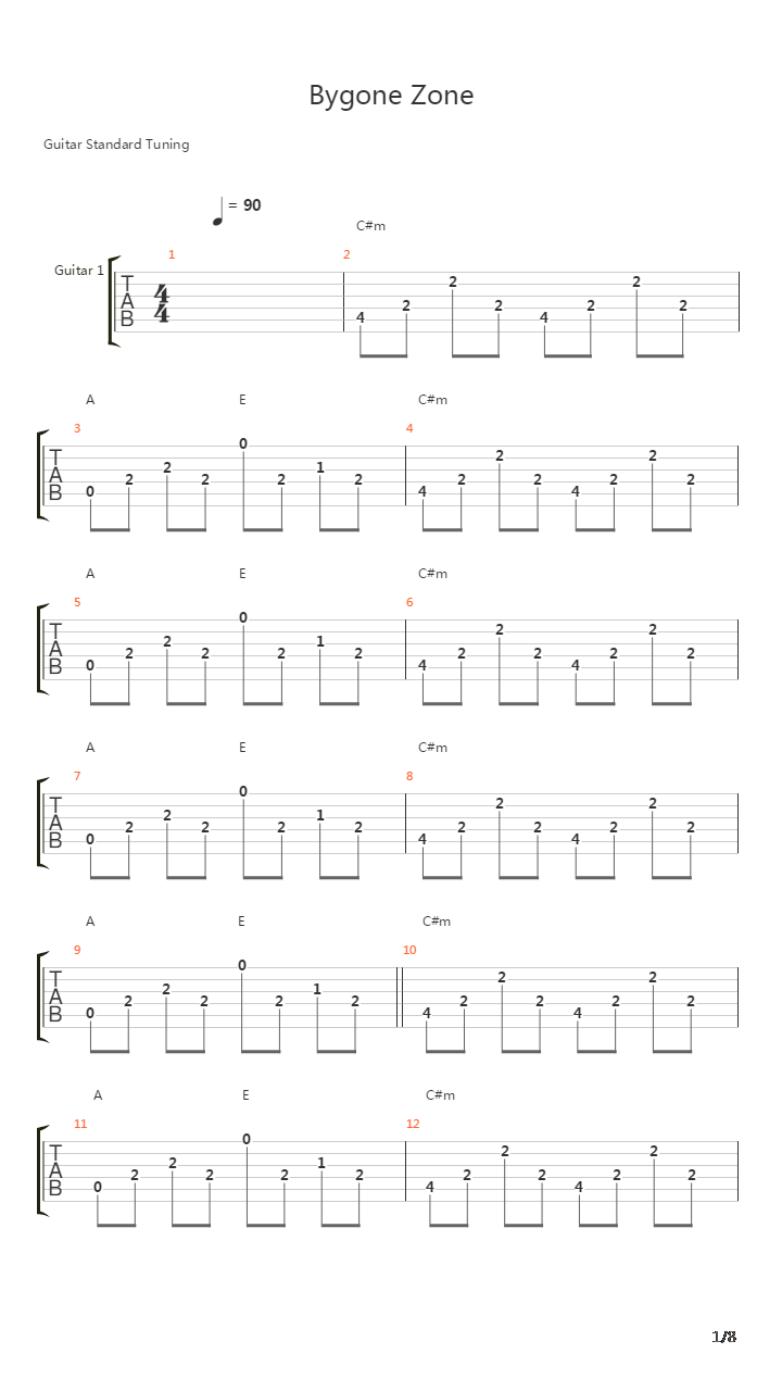 Bygone Zone吉他谱