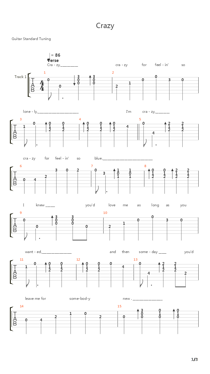 Crazy吉他谱
