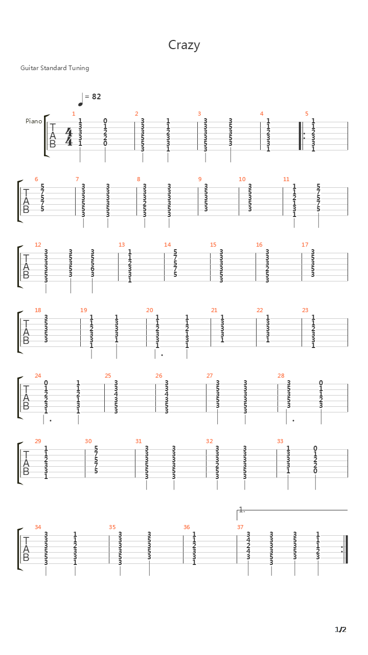 Crazy吉他谱