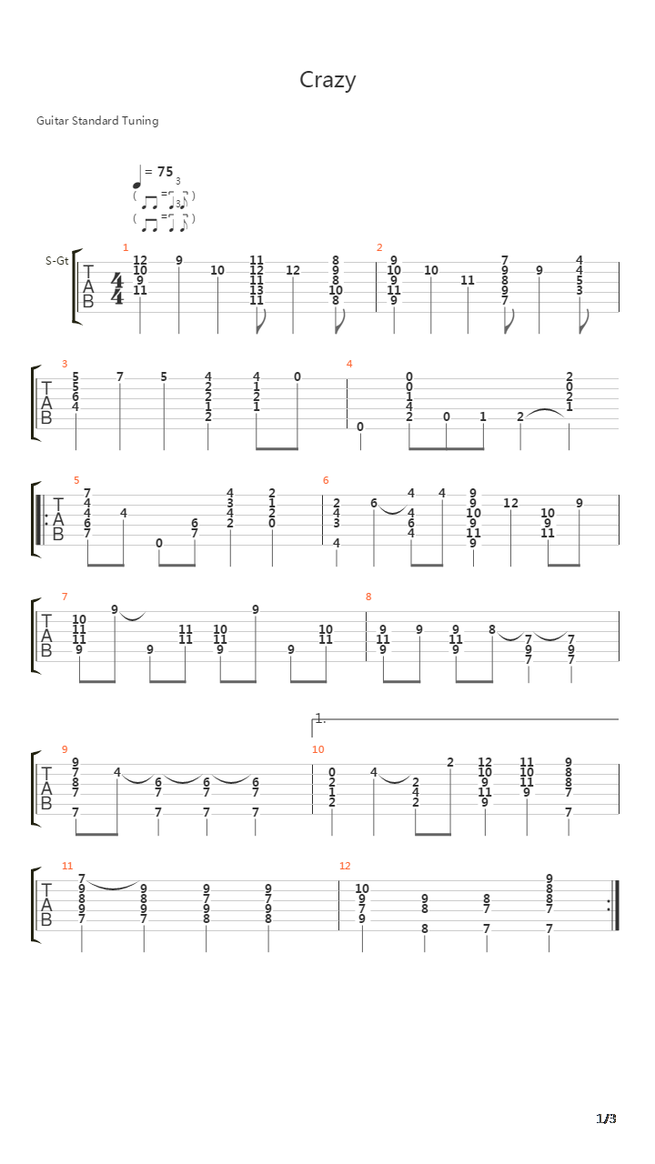 Crazy吉他谱