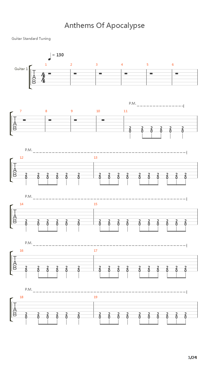 Anthems Of Apocalypse吉他谱