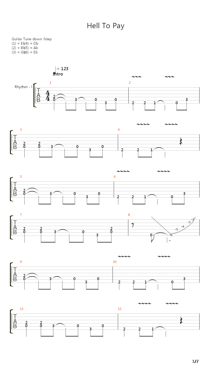 Hell To Pay吉他谱