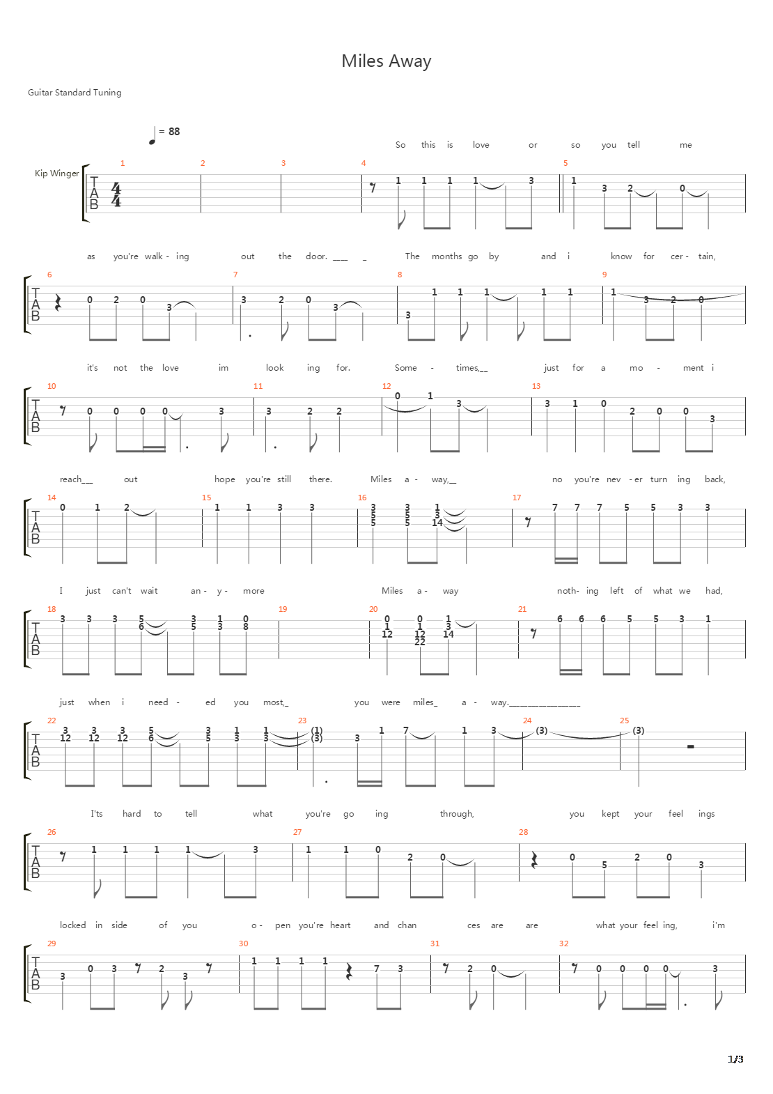 Miles Away吉他谱