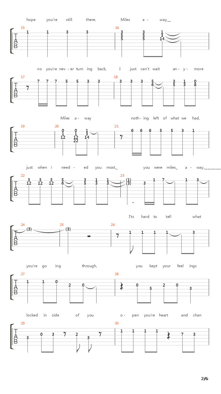 Miles Away吉他谱