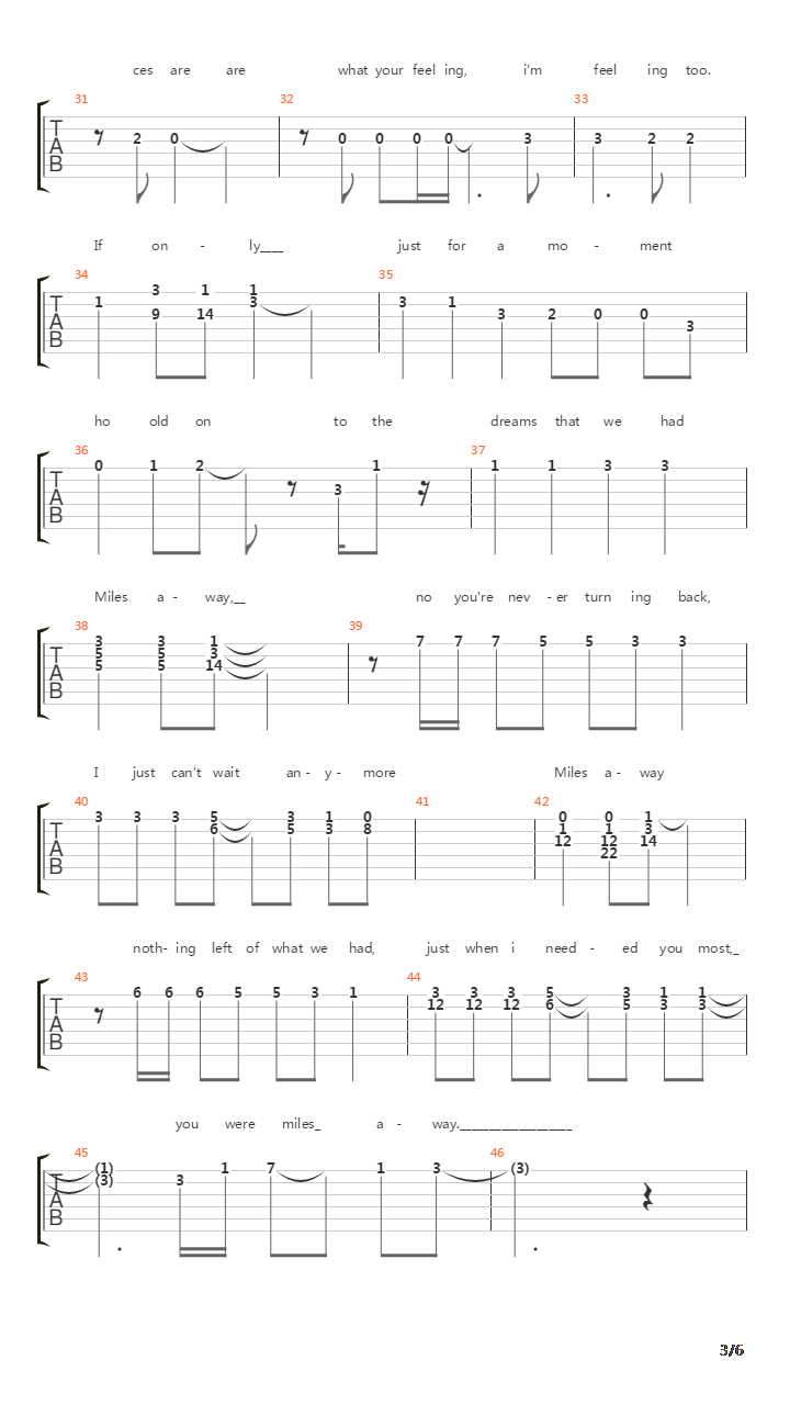 Miles Away吉他谱