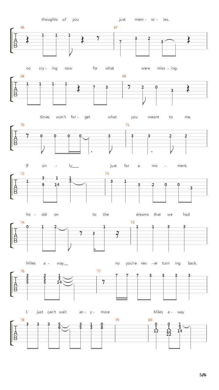 Miles Away吉他谱