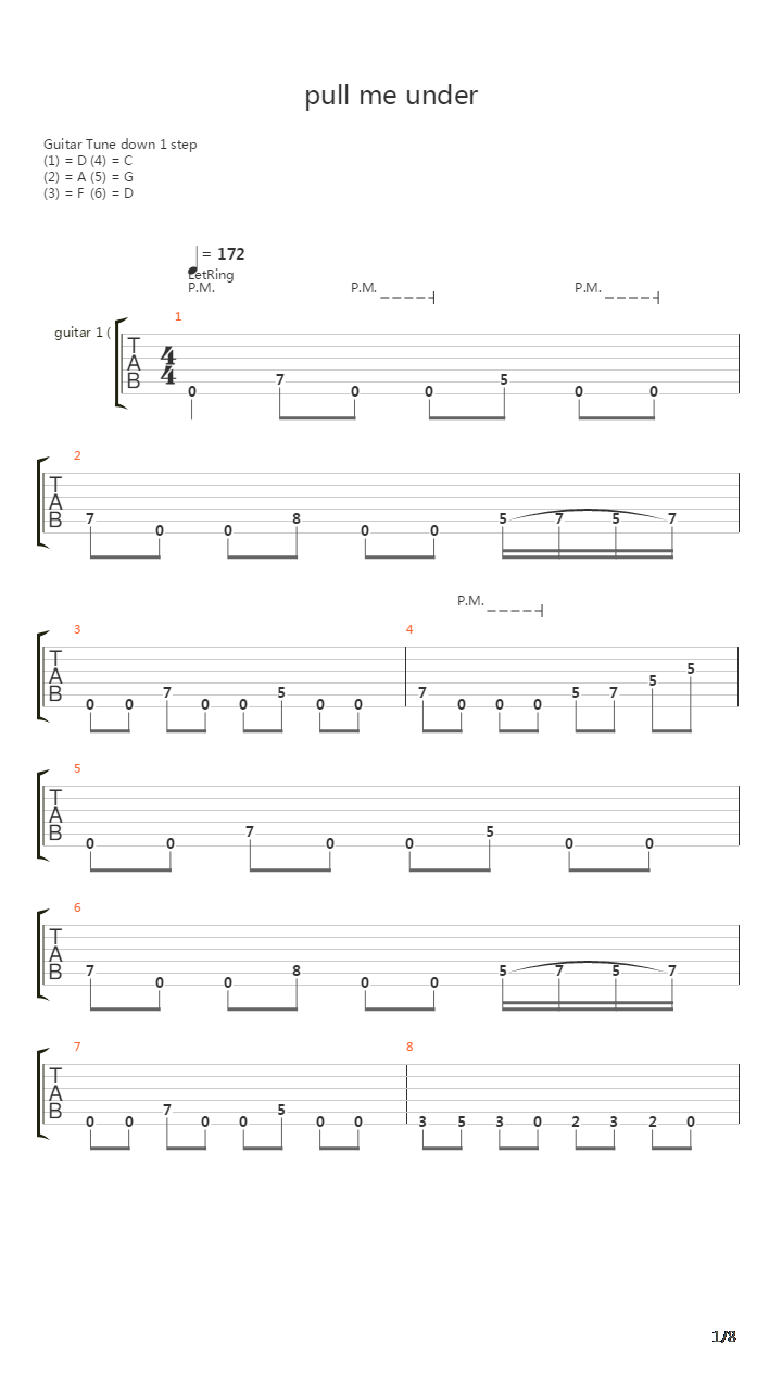 Pull Me Under吉他谱