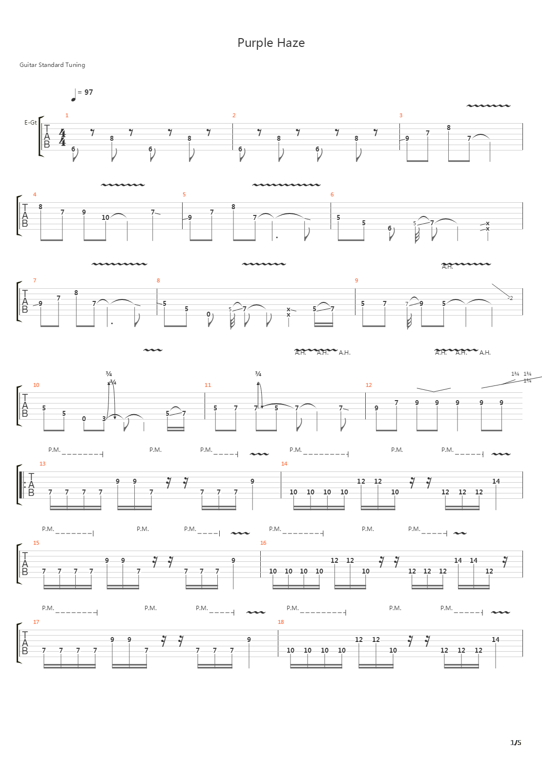 Purple Haze吉他谱
