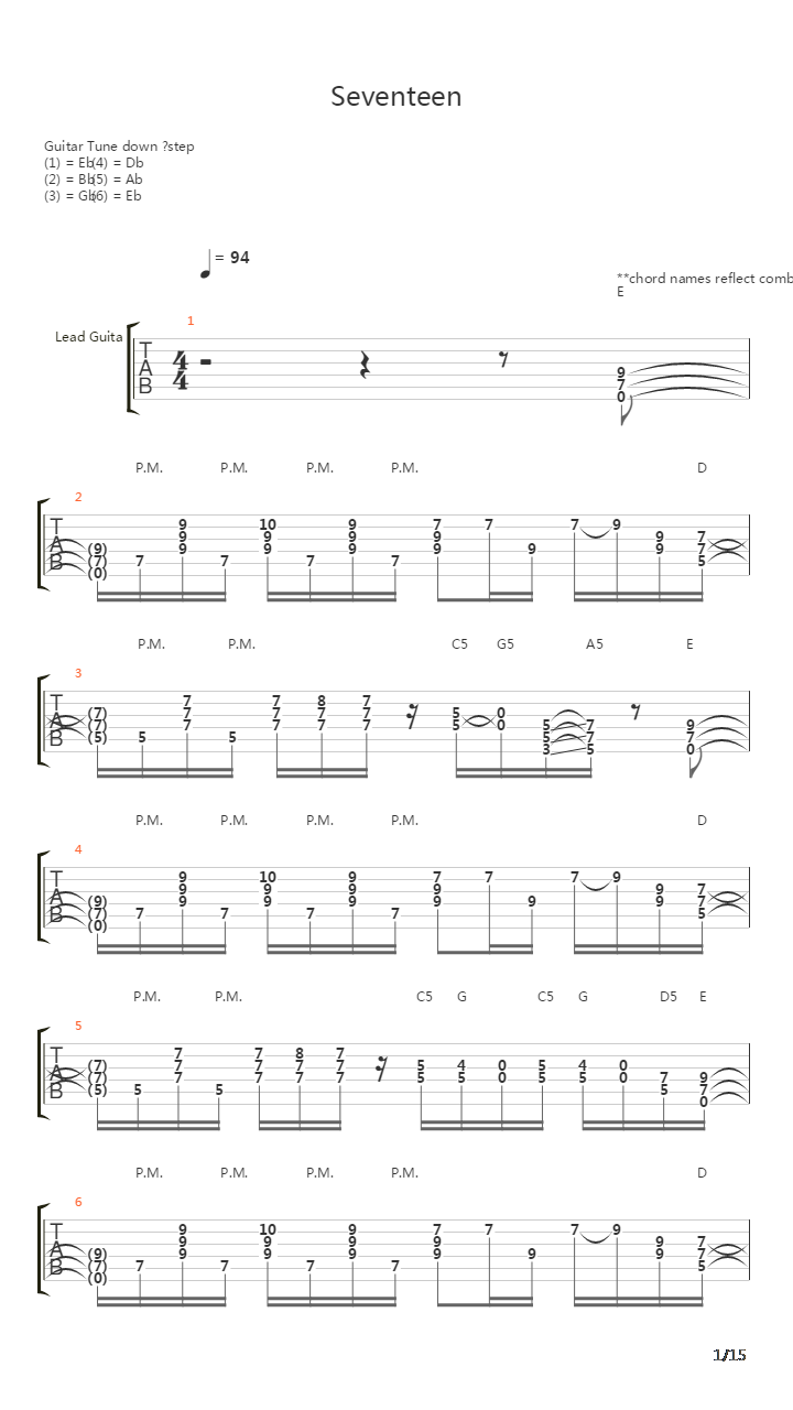 Seventeen吉他谱