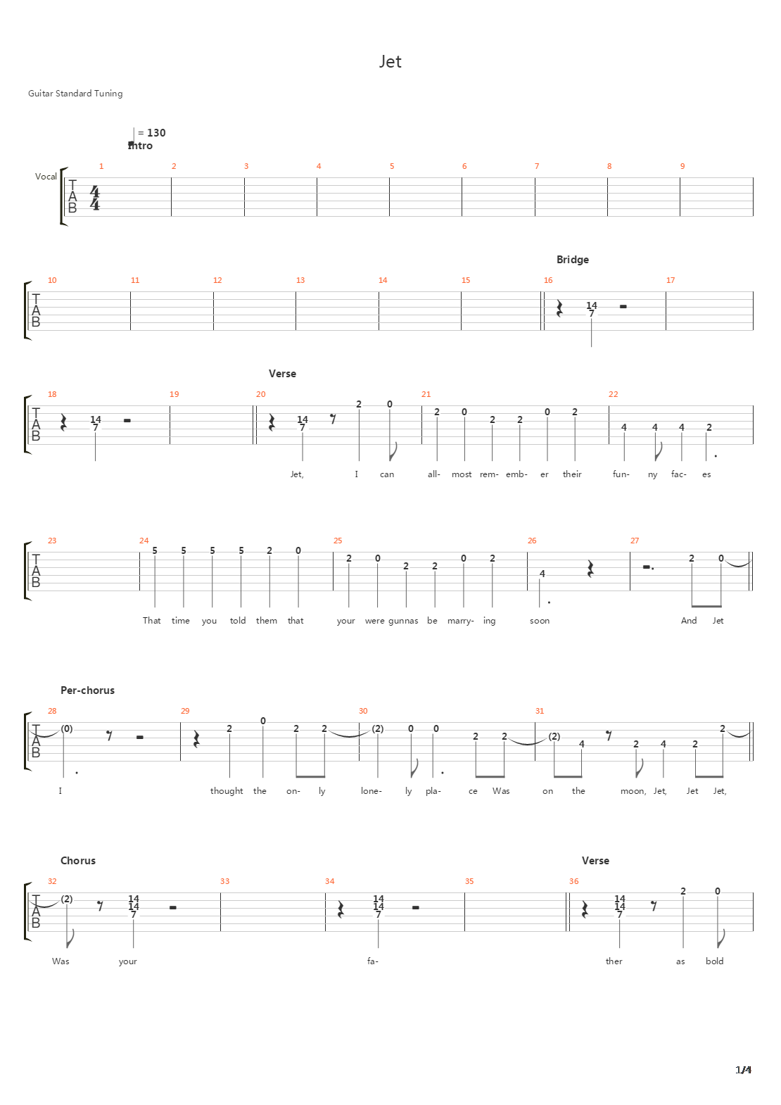 Jet吉他谱