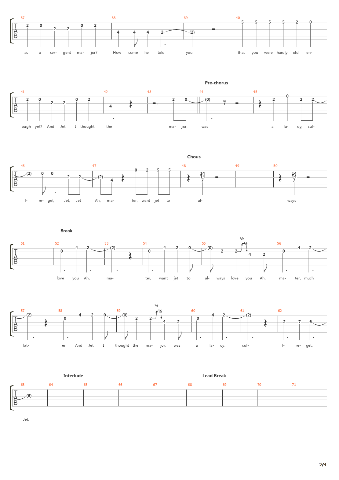 Jet吉他谱