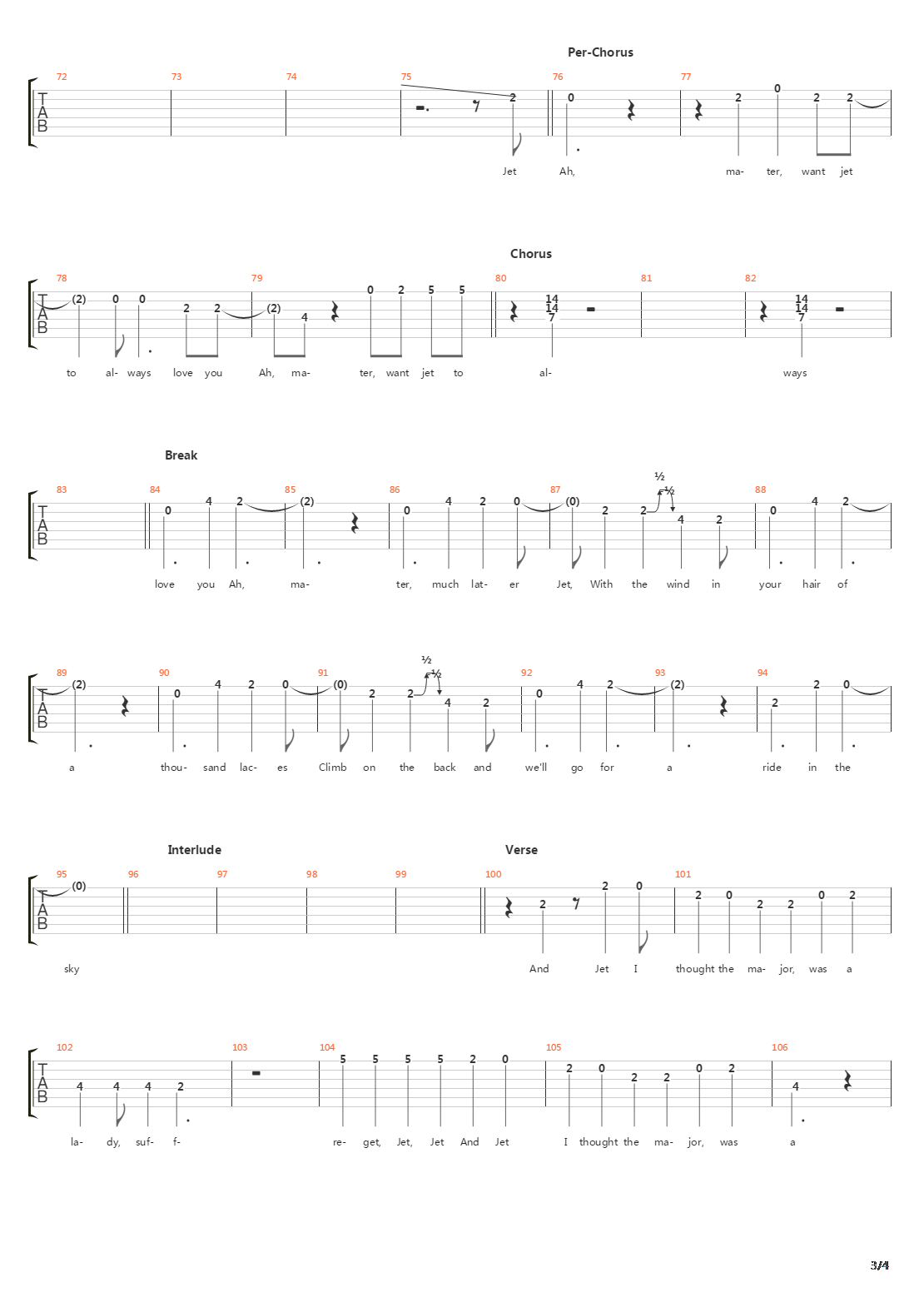 Jet吉他谱