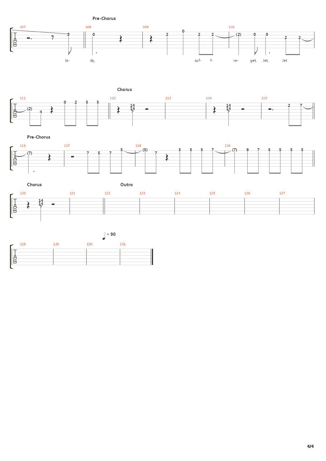 Jet吉他谱