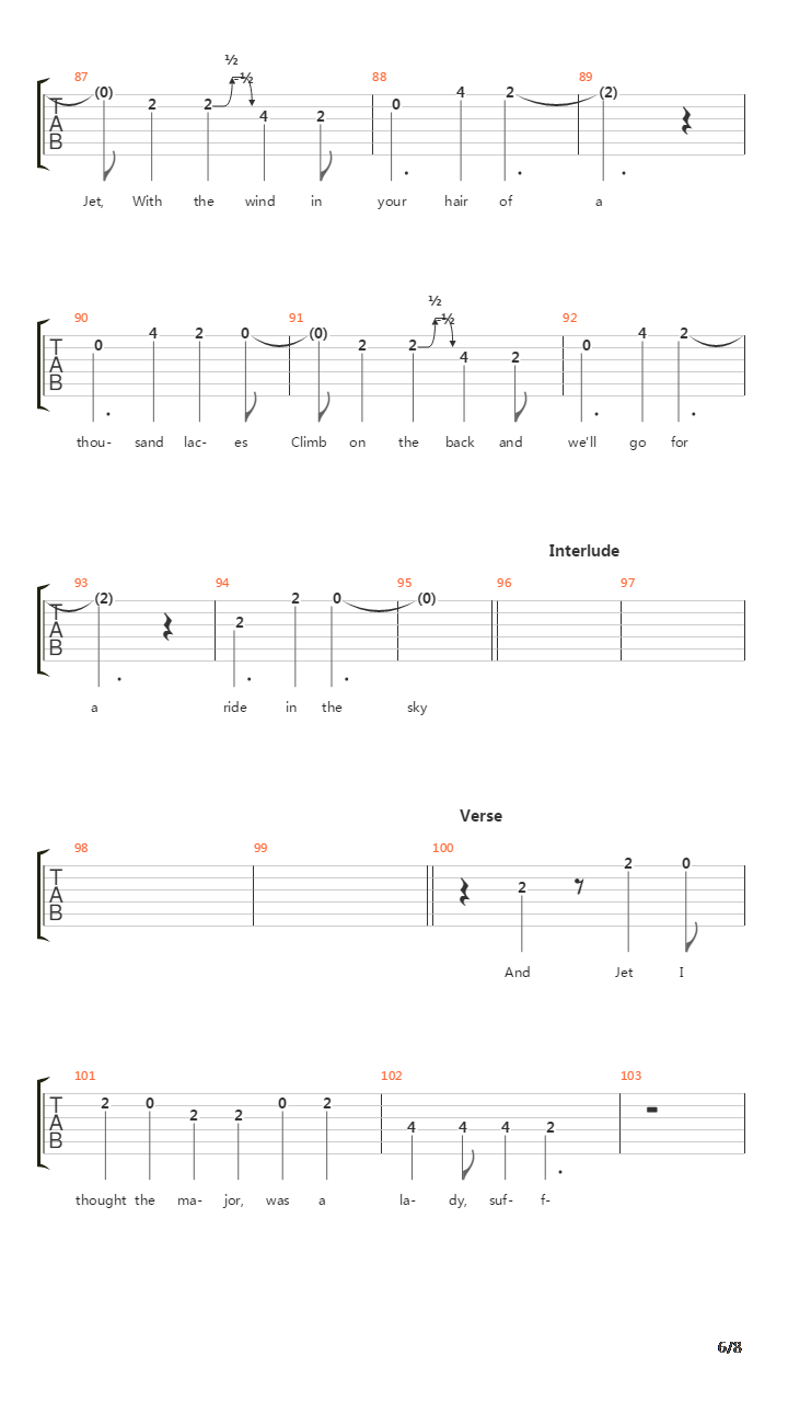 Jet吉他谱