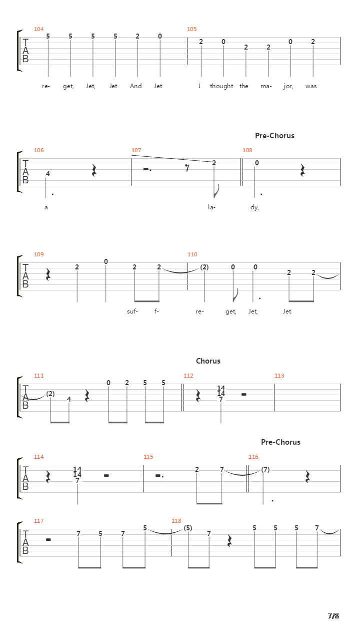 Jet吉他谱