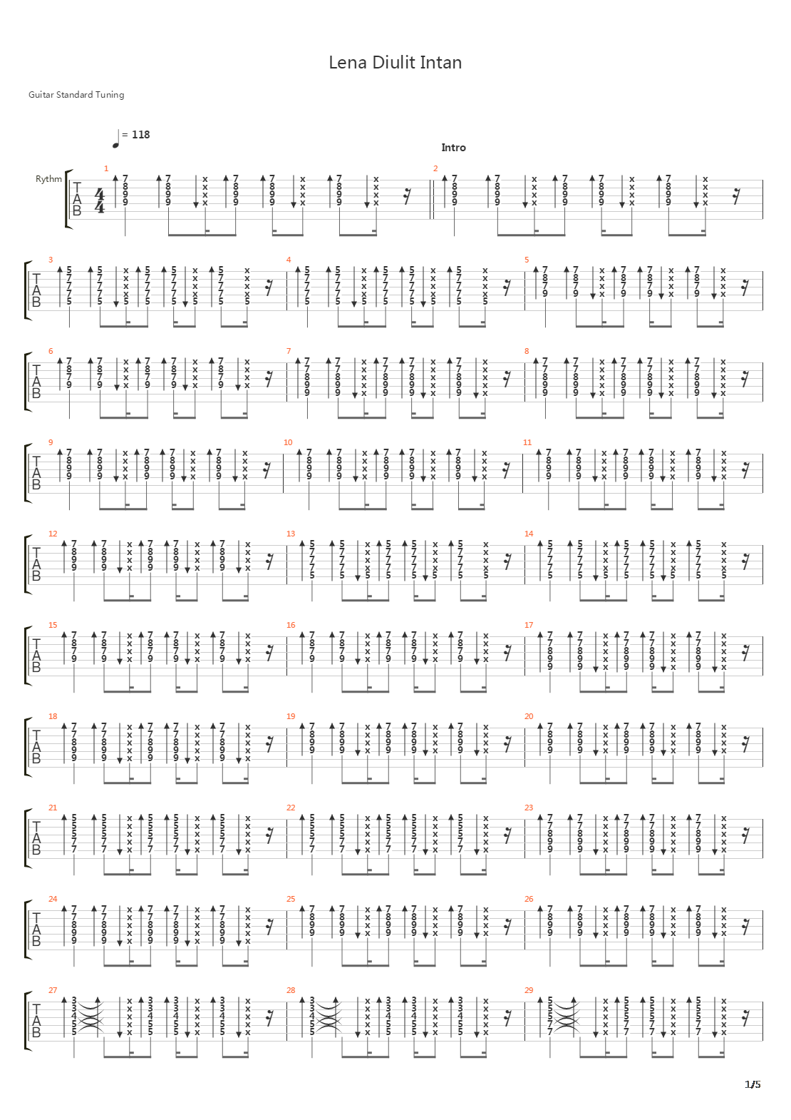 Lena Diulit Intan吉他谱