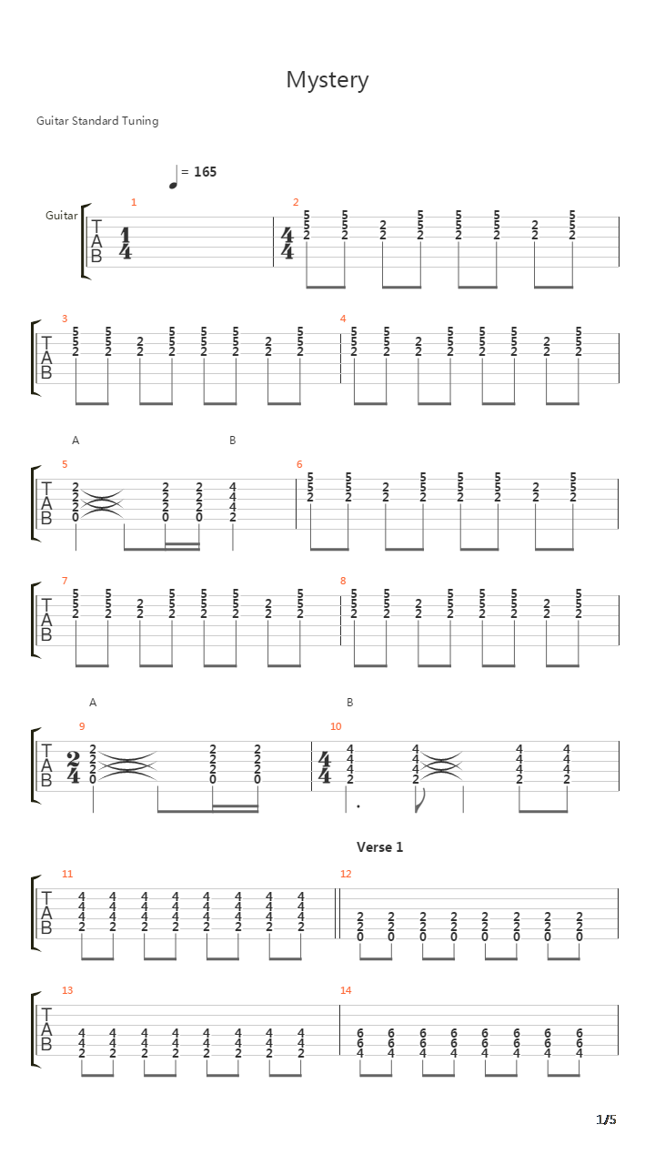 Mystery吉他谱