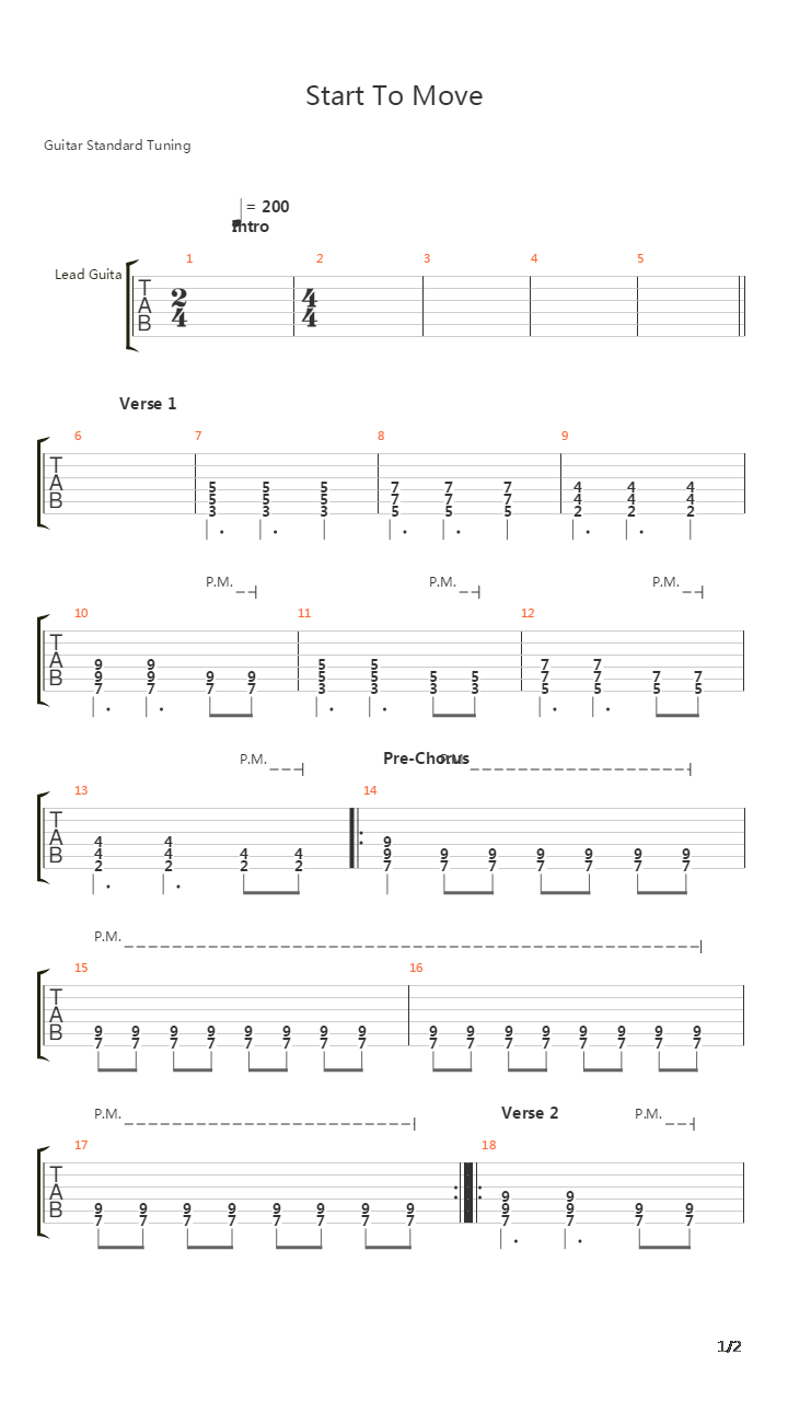 Start To Move吉他谱