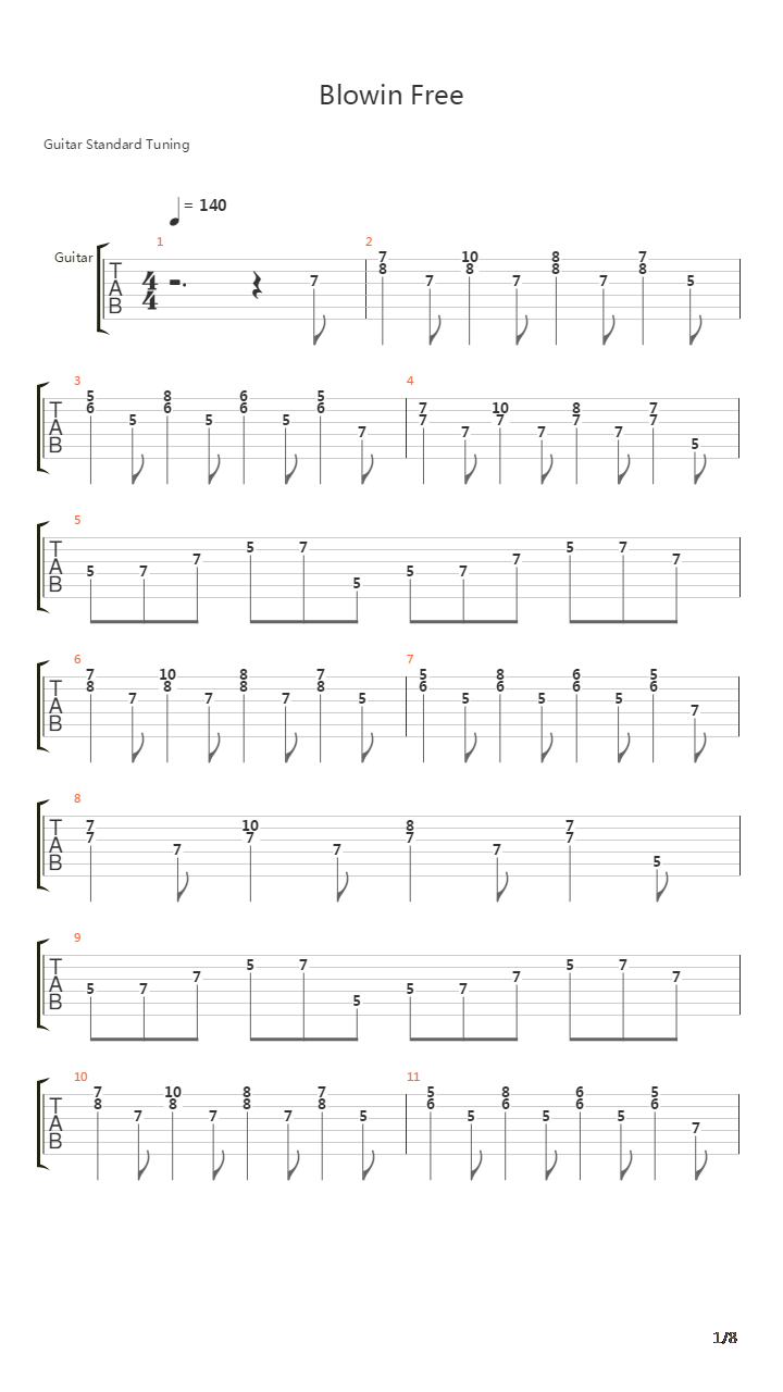 Blowin Free吉他谱