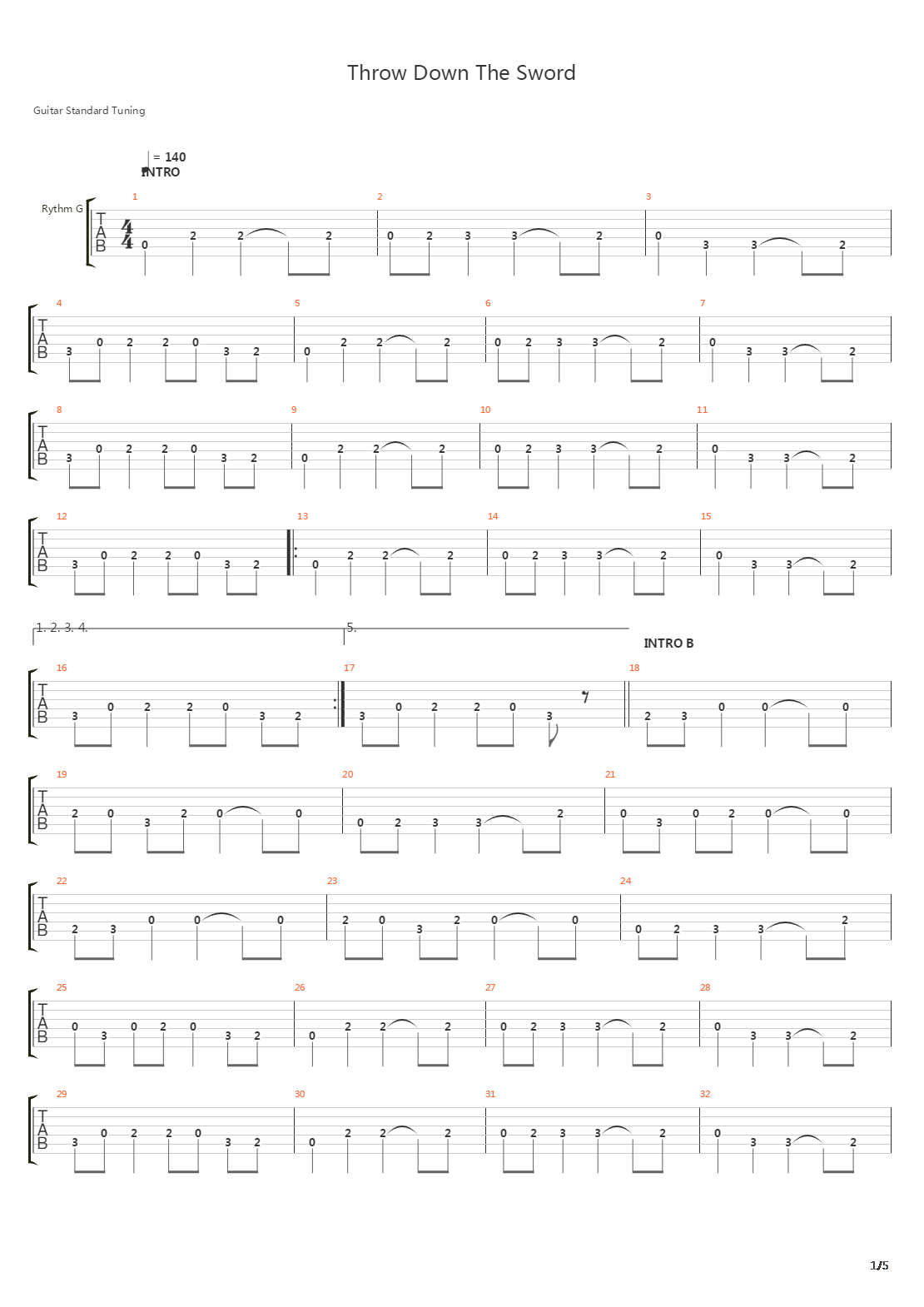 Throw Down The Sword吉他谱