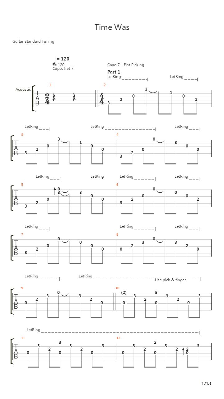 Time Was吉他谱