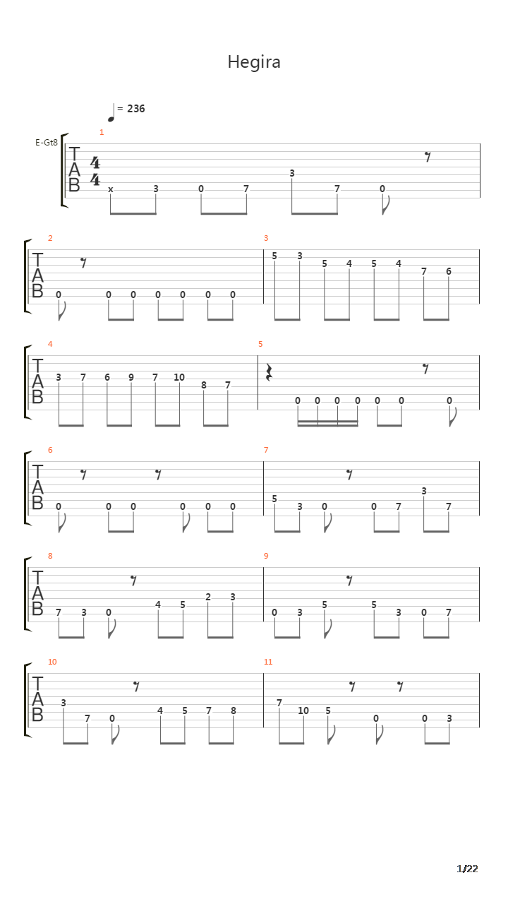 Hegira吉他谱