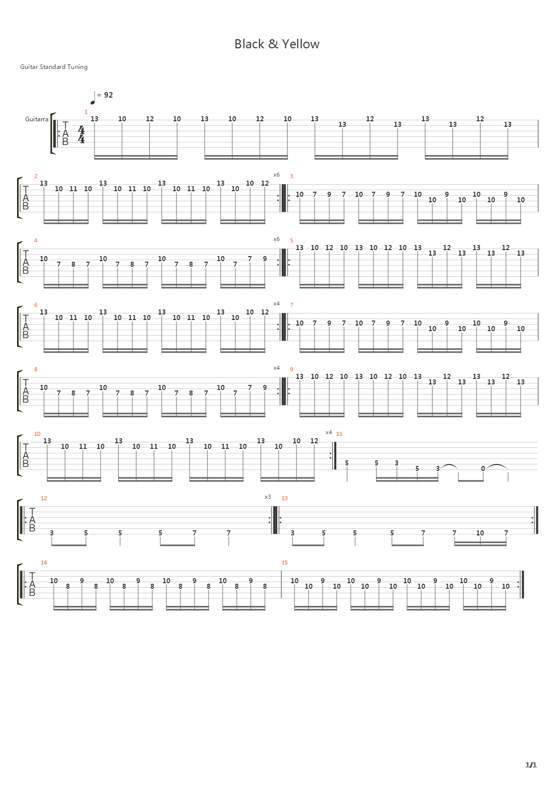 Black Yellow吉他谱
