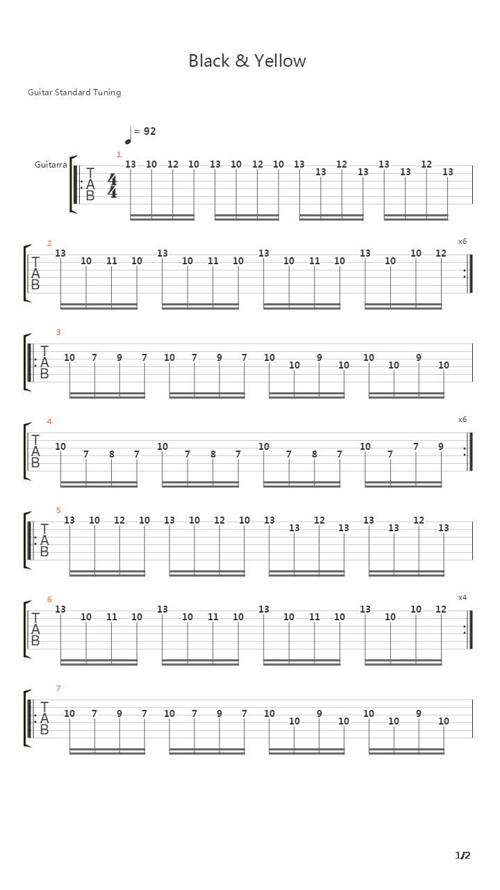 Black Yellow吉他谱