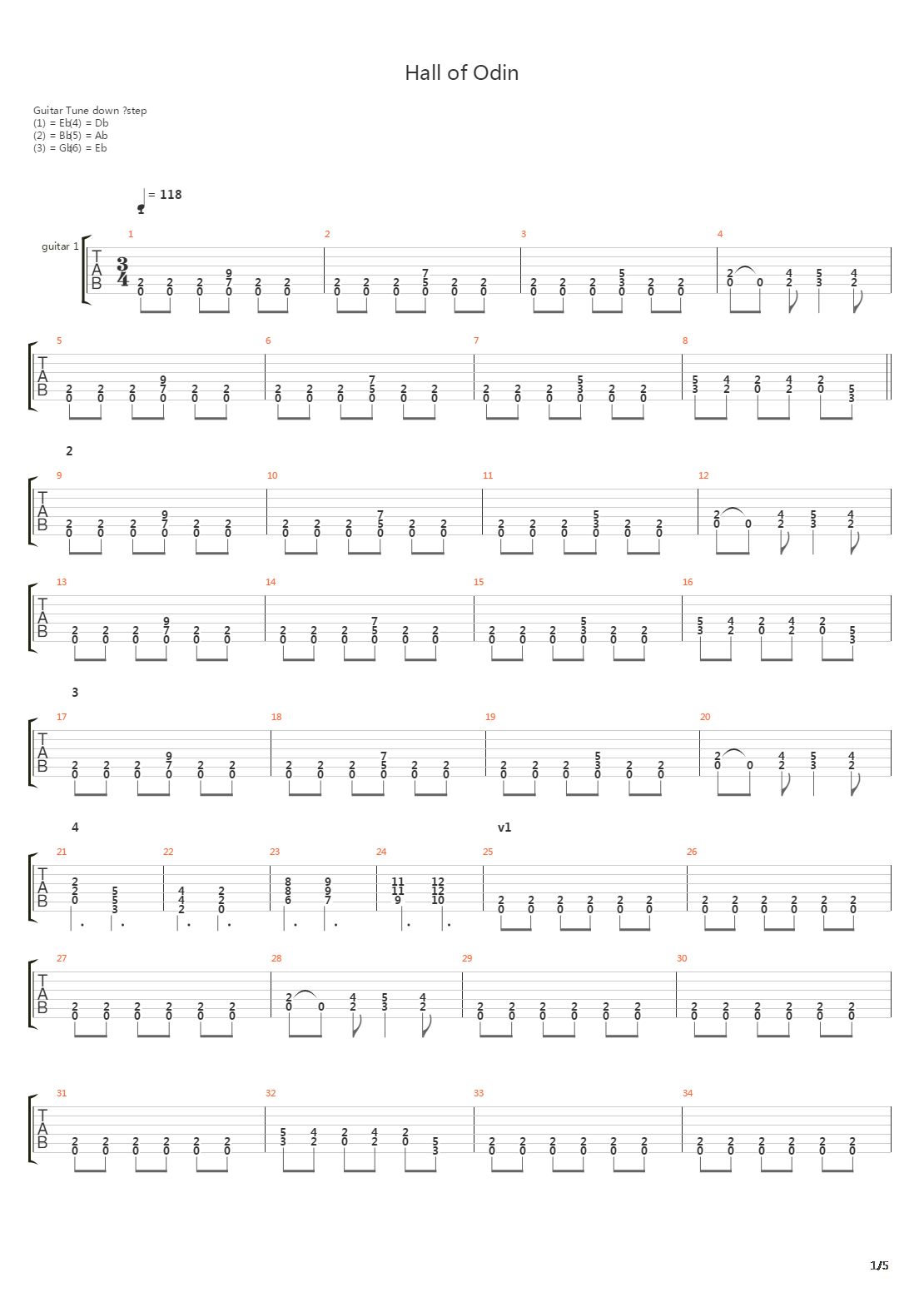 Hall Of Odin吉他谱