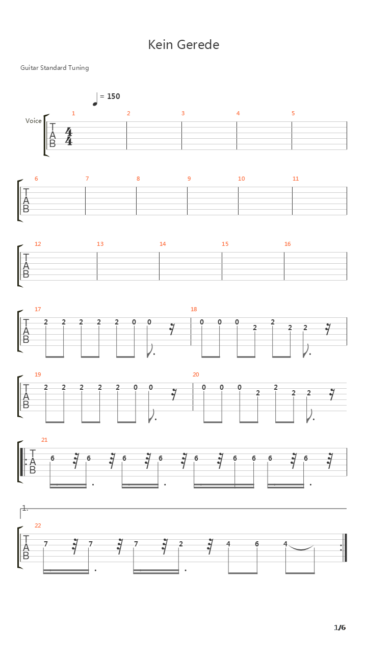 Kein Gerede吉他谱